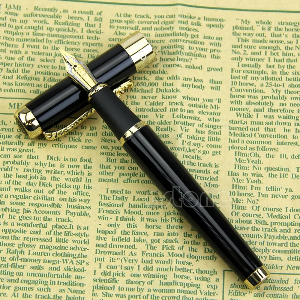 JINHAO 1200 18KGP перьевая ручка со средним пером дракона черная W15 | Канцтовары для офиса