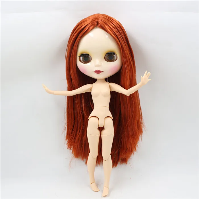 nude doll Игрушка в подарок, 30 см, 1/6, Заводская кукла Blyth 230BL0374, коричневые, красные прямые волосы, белая кожа, шарнир, тело, Нео, bjd, Обнаженная кукла - Цвет: nude doll
