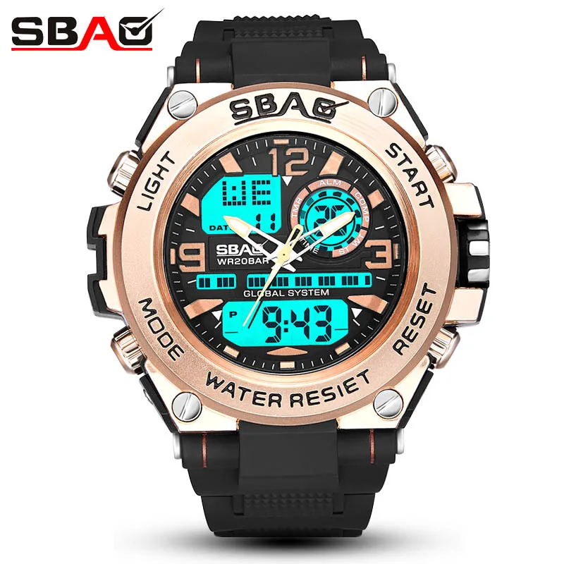 2018 модный бренд SBAO новый стиль мужские спортивные часы электронные