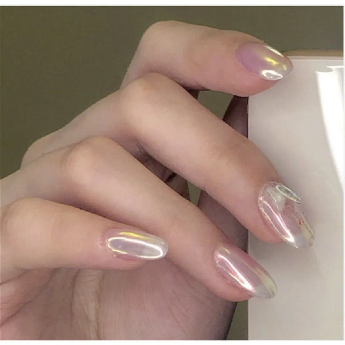 Русалка хромированная пудра для ногтей неоновый Радужный эффект Аврора