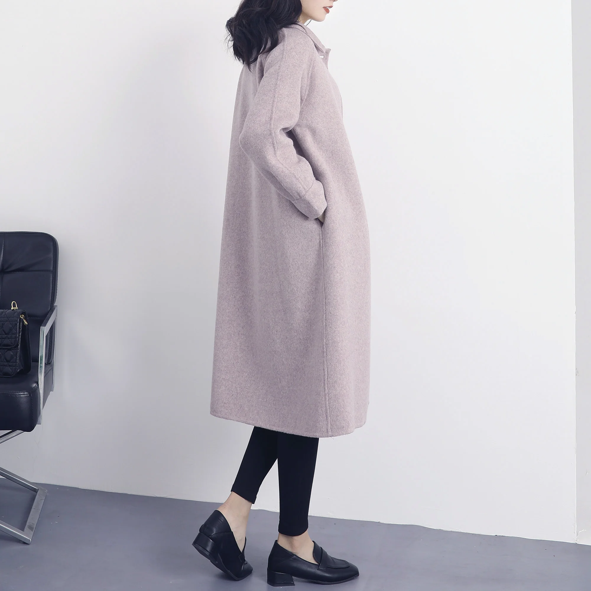 

100% Real photos 2019 new fashion cashmere coat female 100% wool woolen cloth coat long women cultivate morality over-the-knee