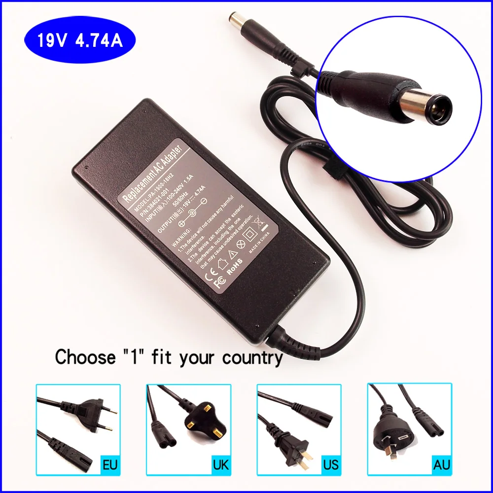 Зарядное устройство для ноутбука HP G30 G40 G50 G60 G70 G4 G6 G15 G32 G41 G42 G45 G51 G52 G53|19v 4.74a|ac adapter
