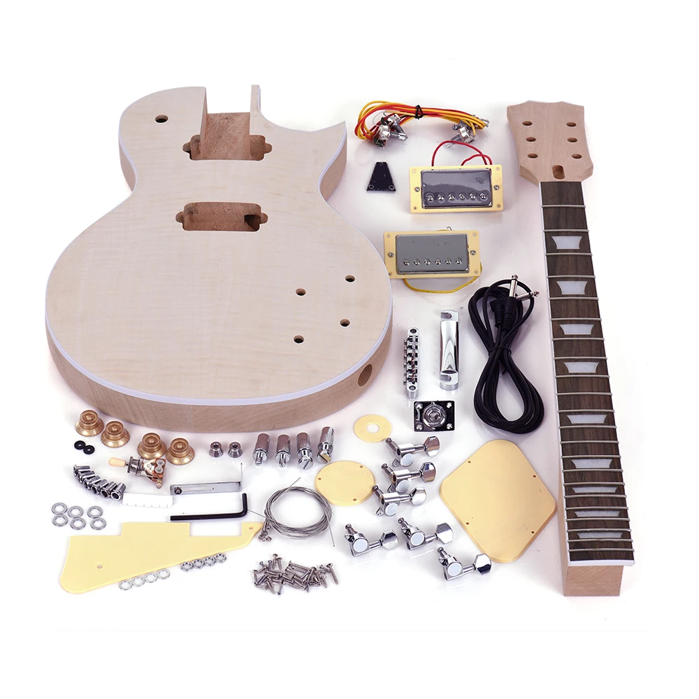 Ammoon незавершенная электрогитара DIY Kit Набор корпус из красного дерева и шеи из розового дерева гриф