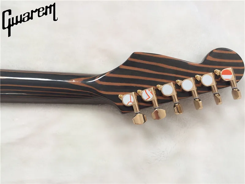 Электрогитара/Gwarem st гитара/zebravwood корпус и шея/с золотой аппаратной гитарой в Китае