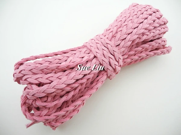 Pink 6 мм x 2,5 мм плоский Плетеный шнурок из искусственной замши и кожи-2 м каждая фотография - Цвет: Pink
