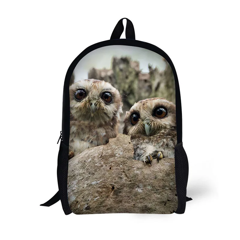 Черный рюкзак для девочек мужской с 3D принтом совы школьный ранец повседневного