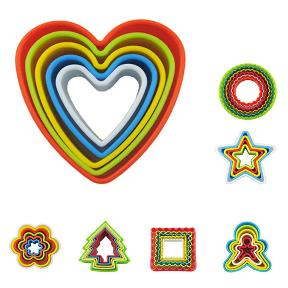 5 шт./компл. в форме сердца звезда дерево пластиковые формы торта формочка для