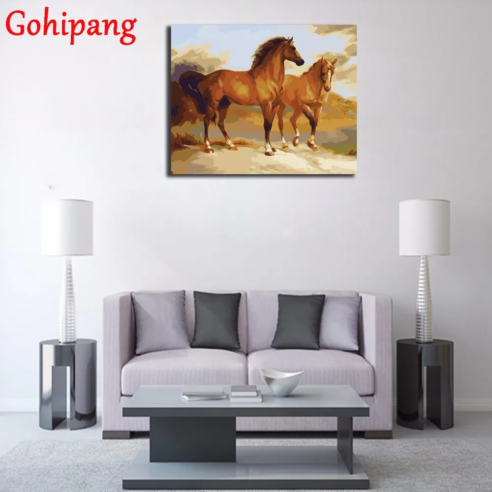 DIY Цифровая живопись маслом опираясь Лошадь стены по номерам современные