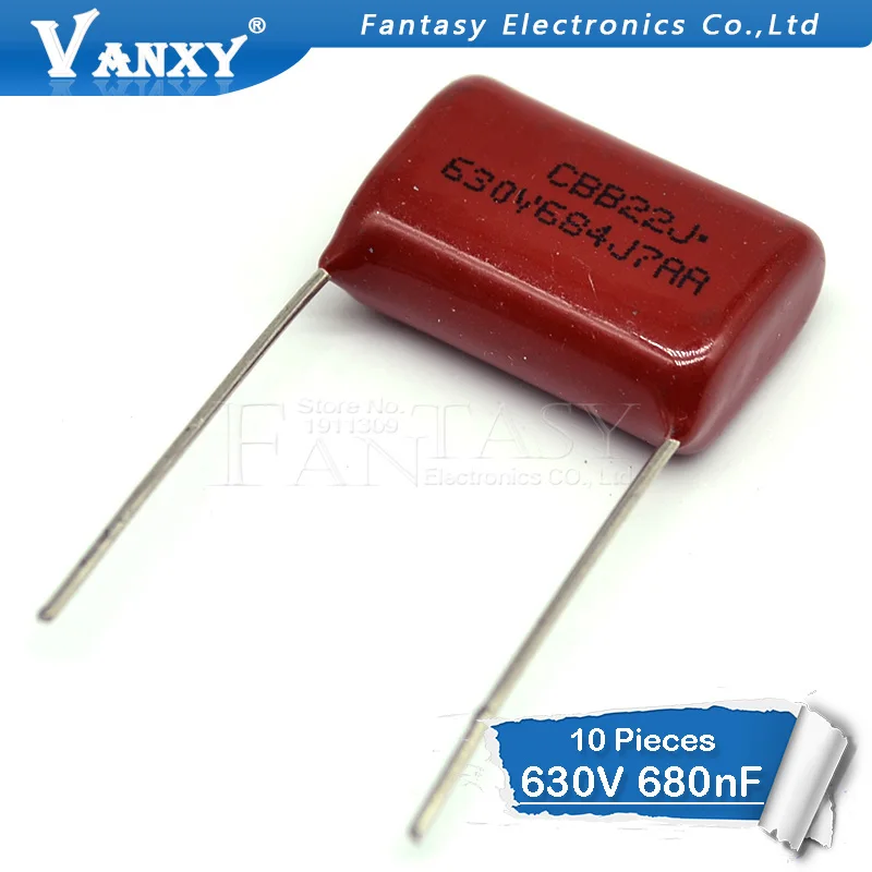 10 шт. 630V684J 0 68 мкФ шаг 20 мм 684 630V 680nf CBB полипропиленовый пленочный конденсатор с