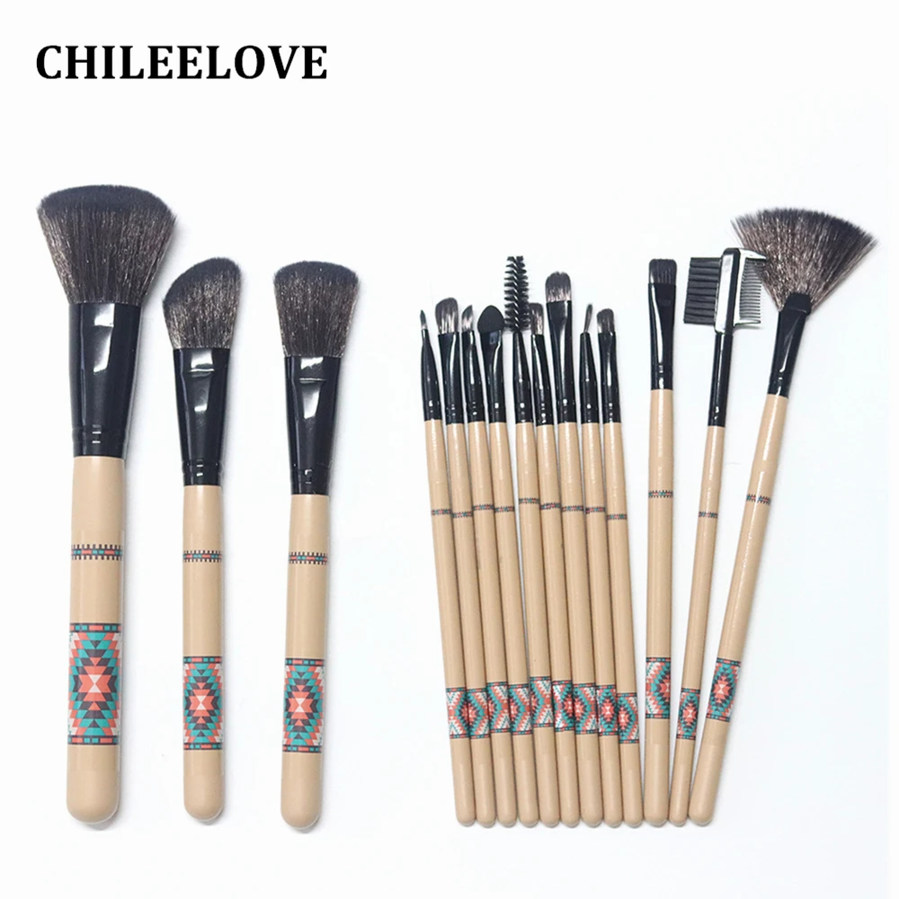 CHILEELOVE 15 шт./компл. в богемном стиле Стиль набор кистей для макияжа с деревянной ручкой тени для век Косметика инструмента для пудра скульптуры
