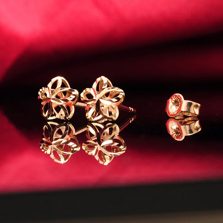 Серьги из чистого золота 18 карат серьги настоящего 750 пробы с блестящими