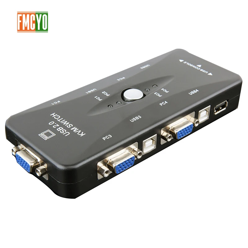 FMCYO VGA KVM переключатель 1080P Разрешение USB 2 0 коммутатор 1 порт шт. Обмен 4 устройства
