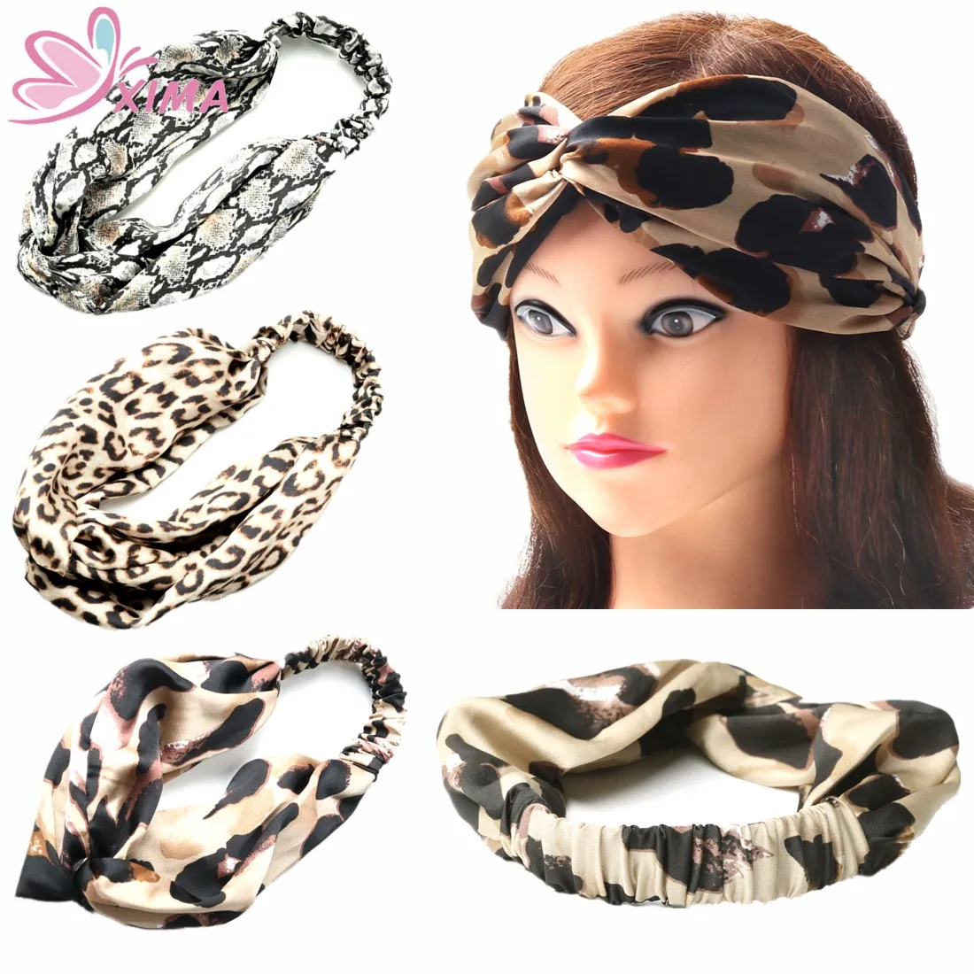 1 шт. 2018 модная Женская эластичная повязка для волос завязанная леопардовым