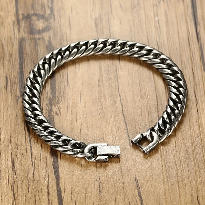 

Vnox 8mm Antique Surface Flat Curb Link Chain Bracelets For Men Stainless Steel Viking Punk Male Jewelry Daily Pulseira 8.2"