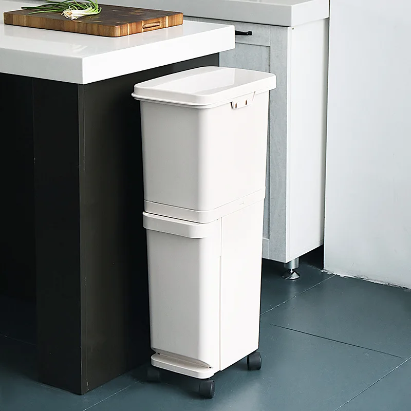 Большой 32L двухслойные кухонные вертикальные мусорные сортировочные ящики с