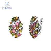 tbjnatural brazil tourmaline clasp earring 925 sterling silver fine jewelry for women wife luxury design anniversary party gift