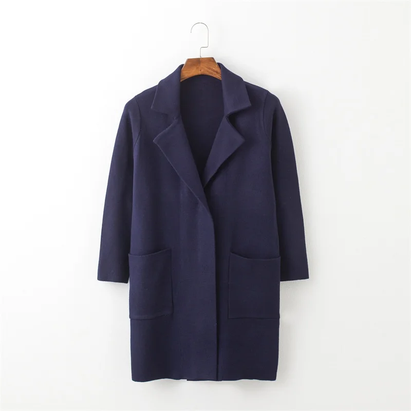 HF8291 Navy blue H. SA, зимние женские длинные кардиганы, пальто, повседневная трикотажная куртка, пальто, свитер, женское пончо, Рождественский свитер, кардиган, Feminino - Цвет: HF8291 Navy blue