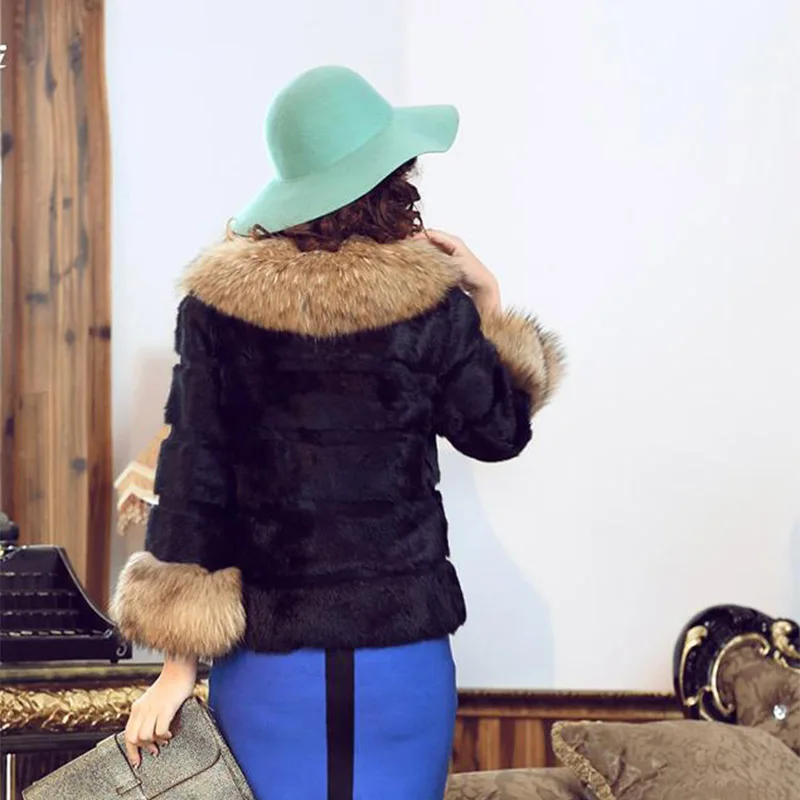 Новинка 2019 Женская Высококачественная куртка из кроличьего меха и Длинная