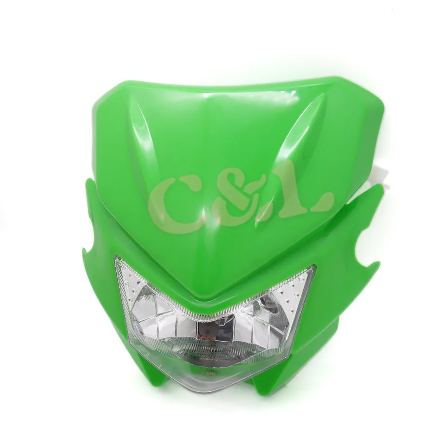 Фара передняя пластиковая для мотоцикла зеленая H4|headlights for|headlights headlightheadlight h4 |