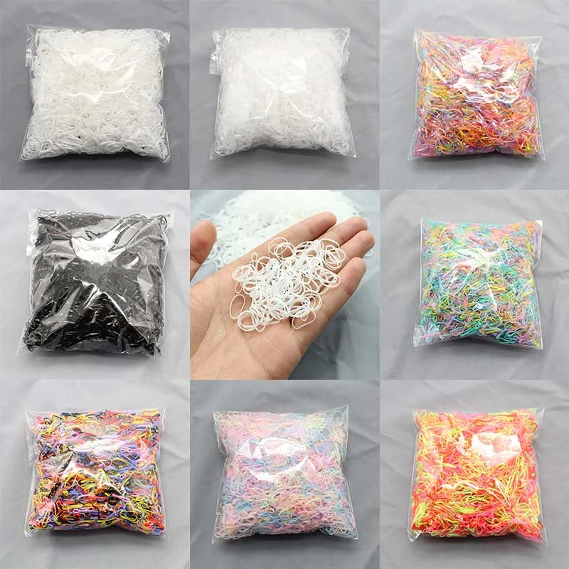 1000pcs/bag Girls Elastics Hair Bands Child baby Accessories Gum for TPU Disposable kids Ponytail Holder Rubber band | Детская одежда и