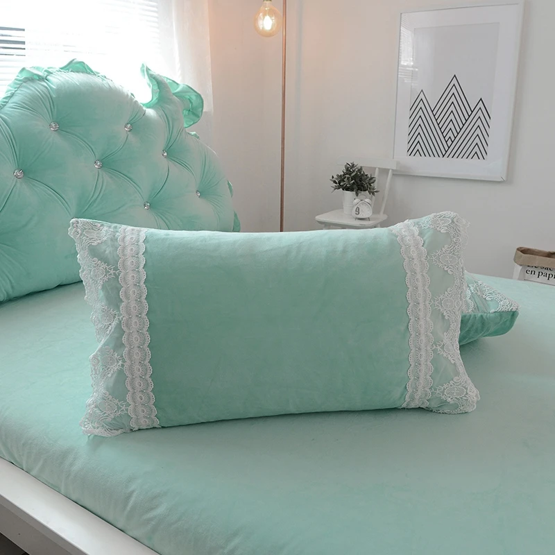 Blue Pink Purple Soft Berber Fleece Princess Girl White Lace Bedding Set Fleece Fabric Duvet Cover Bed sheet/Linen Pillowcases