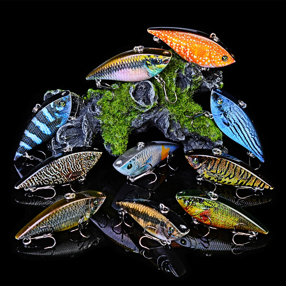 

VALHALLA Pencil Fishing Lure VIB Bait 12g-0.42oz Fishing Tackle 6# Hooks 3D Eyes Bass 6.95cm-2.73" Baits 10 Colors Style Set