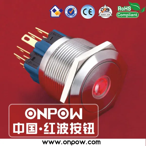ONPOW 25 мм 2NO2NC нержавеющая сталь защелкивающийся точечный кнопочный переключатель