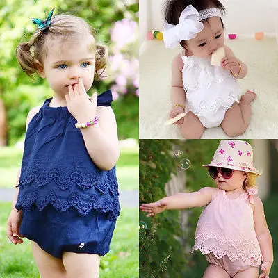 Платье комбинезон без рукавов и повязка на голову для маленьких девочек|romper