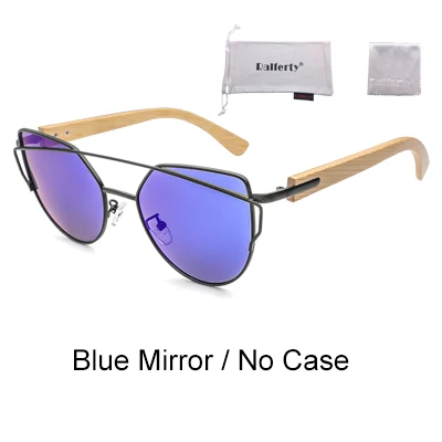 Blue - No Case Ralferty бамбуковые женские солнцезащитные очки ретро кошачий глаз розовый Винтаж солнцезащитные очки UV400 дерево солнцезащитных очков новое качество очки Oculo K1585 - Цвет линз: Blue - No Case