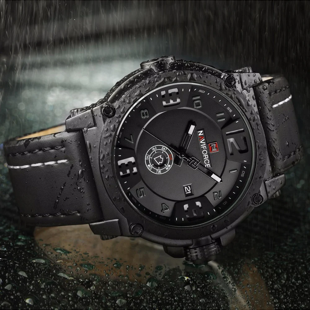 NAVIFORCE мужские часы лучший бренд роскошные спортивные кварцевые с кожаным