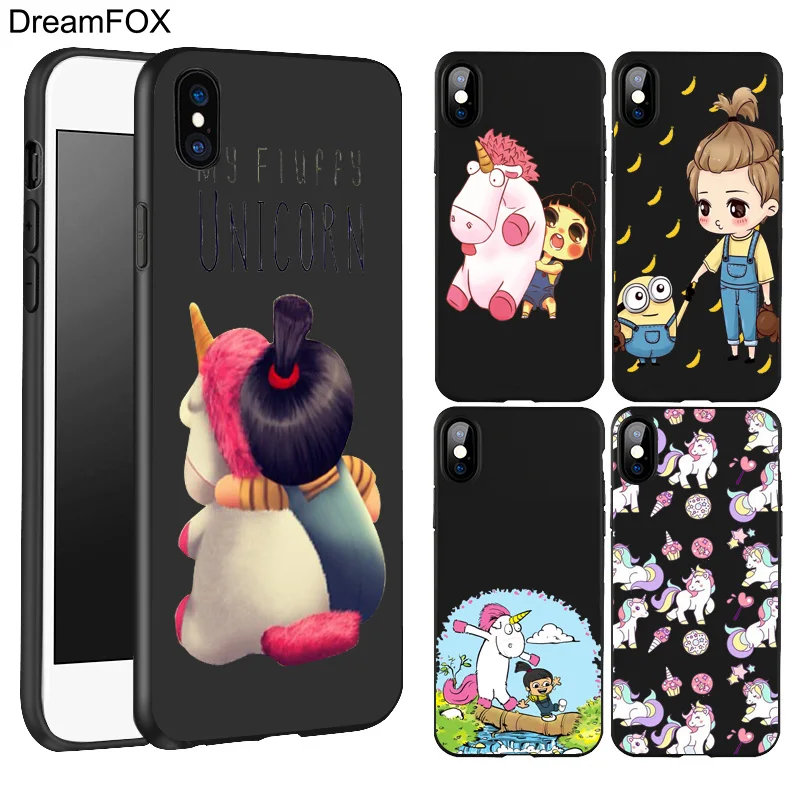 DREAMFOX L002 Agnes Unicorn Черный Мягкий ТПУ силиконовый чехол для Apple iPhone 11 Pro XR XS Max X 8 7 6 6S Plus 5