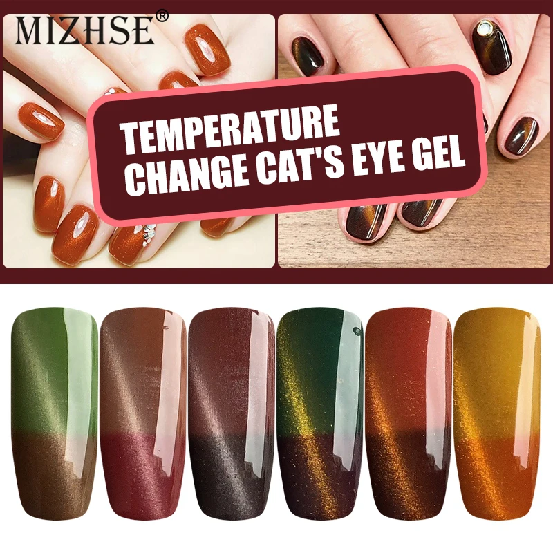 

MIZHSE Thermo Lacquer 7ml Thermal Magnetic 3D Cat Eye Chameleon Gel Polish Temperature Color Changing UV Gel Need Magnet Board
