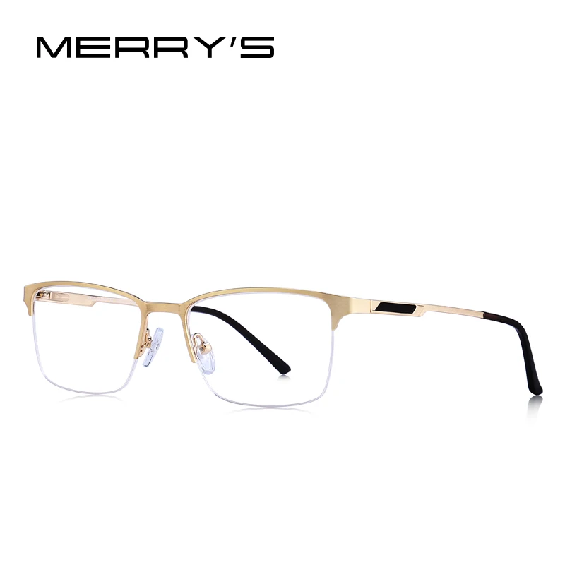 Merry's, мужские титановые очки, оправа, мужские, сплав, квадратные, ультралегкие, очки по рецепту, S2125 - Цвет оправы: C04 Gold