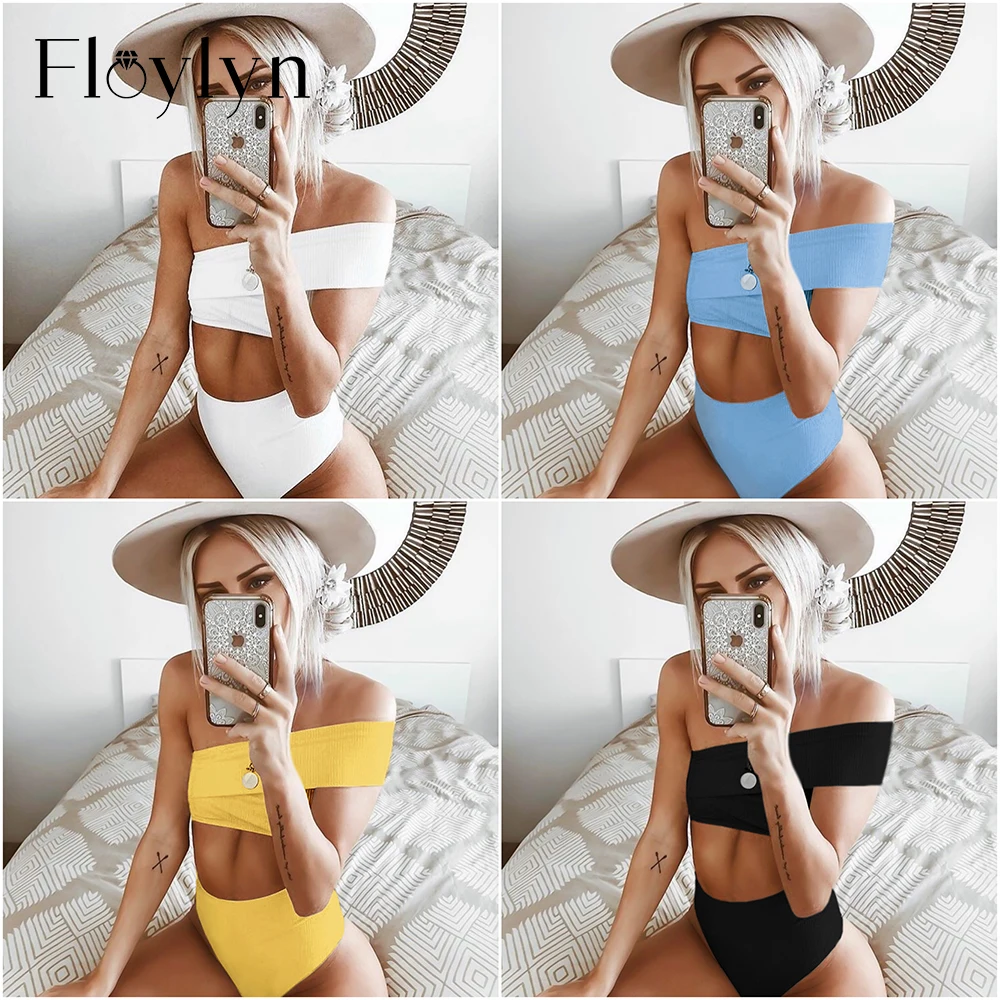 Floylyn женский сексуальный комплект бикини из двух предметов с открытыми плечами