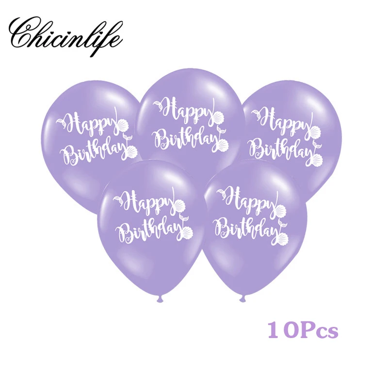 10pcs purple Chicinlife маленькая Русалочка чашка Тарелка С Днем Рождения шар одноразовая посуда для детского душа день рождения украшение для вечеринки - Цвет: 10pcs purple