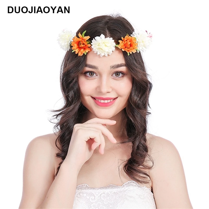 DUOJIAOYAN новая корона с цветами для девочки лентой богемная цветная повязка Венок