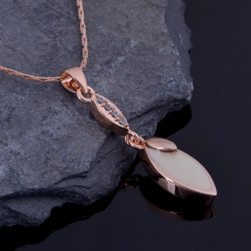 Набор украшений для женщин New Rose GD дизайн в форме листа мозаика из кристалла белый