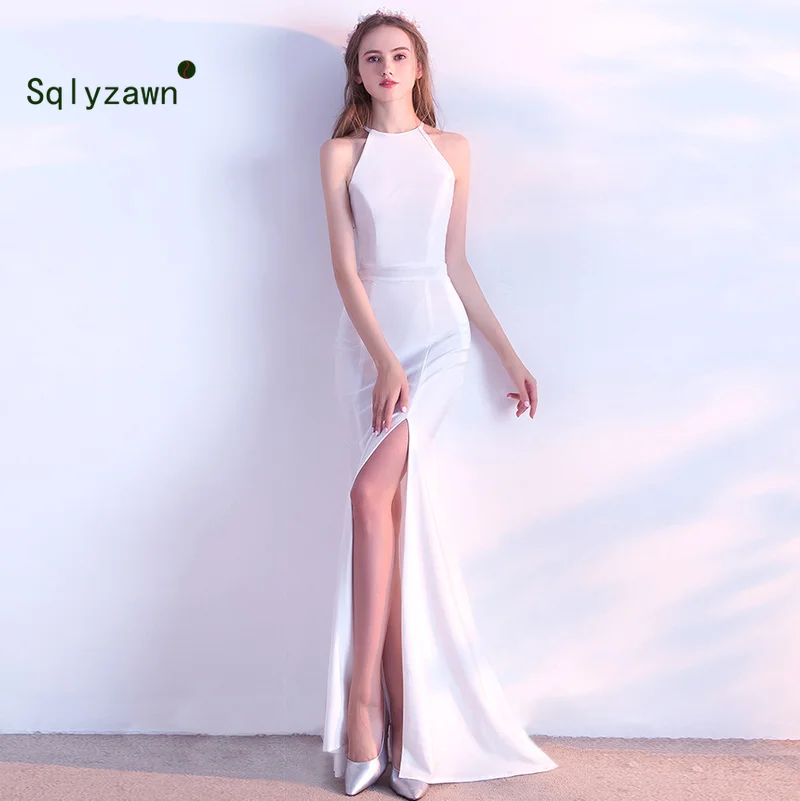 Женское атласное платье Русалка до пола Красное длинное вечернее макси для