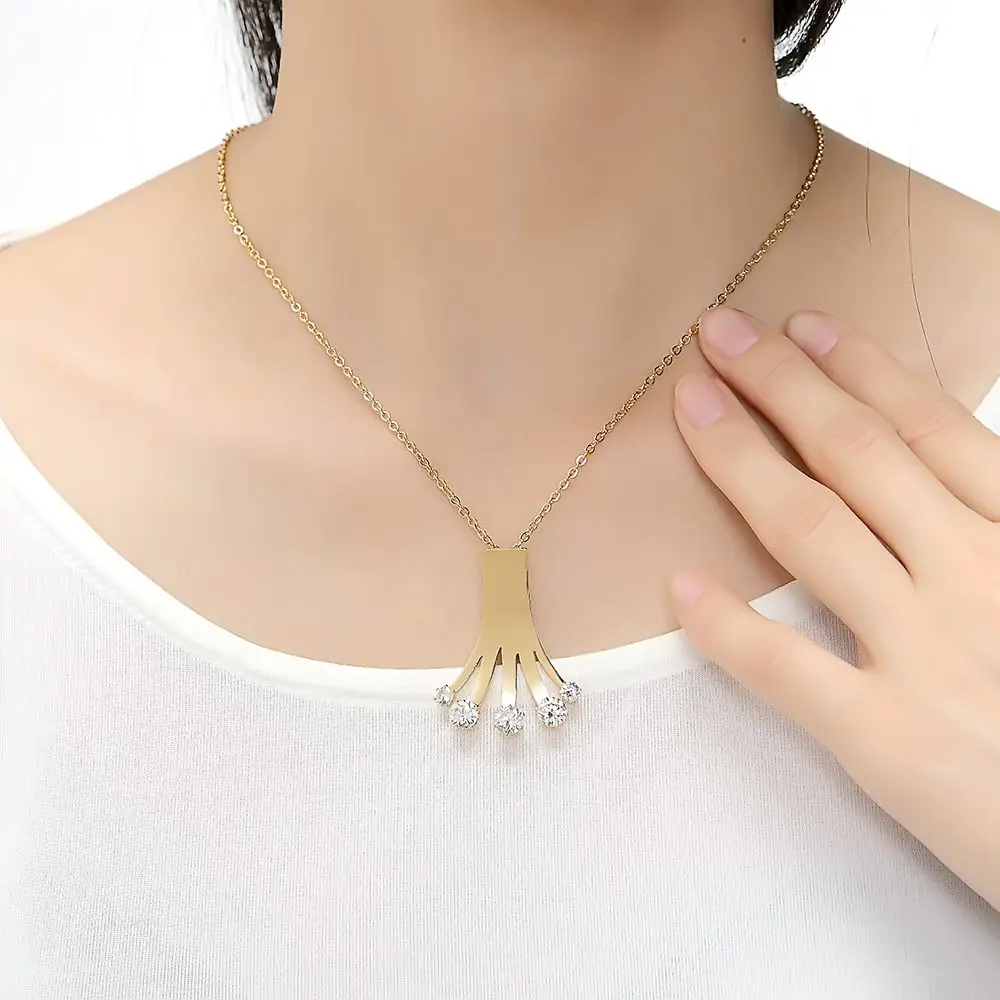 Женский ювелирный бренд золотой цвет Пальма форма кубического циркония кулон