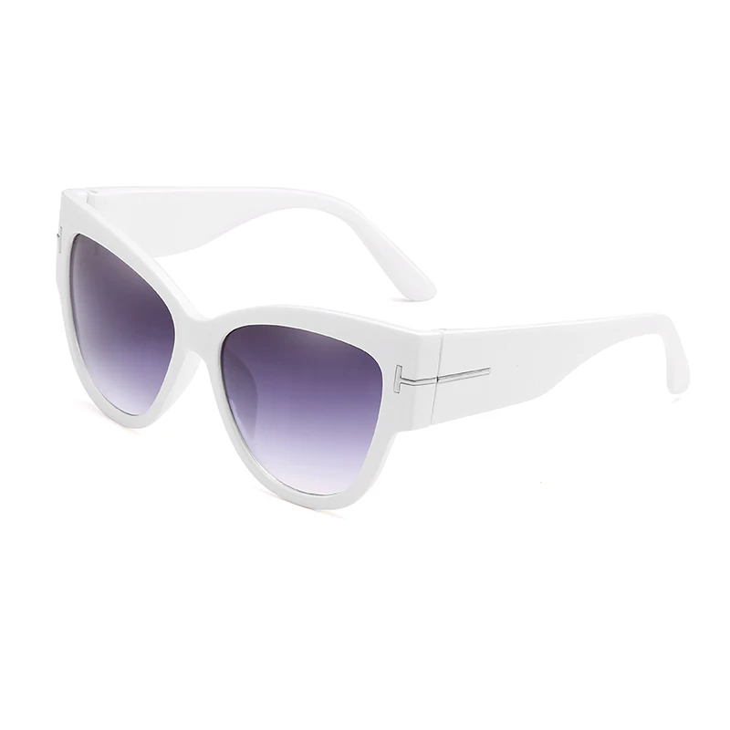 C06 White Gray TOYEARN, винтажные брендовые сексуальные женские негабаритные солнцезащитные очки кошачий глаз, женские большие солнцезащитные очки с Т-образной оправой, градиентные солнцезащитные очки, женские очки UV400 - Цвет линз: C06 White Gray