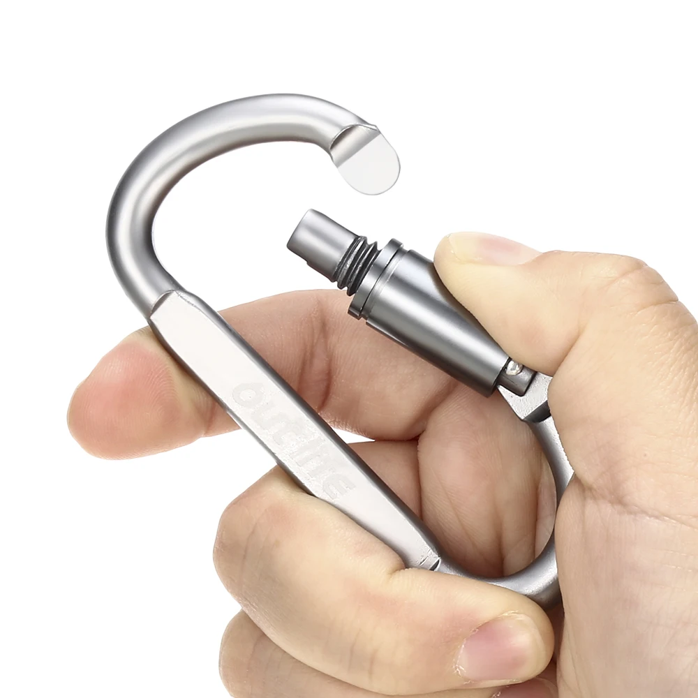 6pcs Outlife Aluminum Alloy D Shape Keychain Carabiner Self Screw Hook Clip Survial Key Chain Climbing Outdoor Tools | Спорт и
