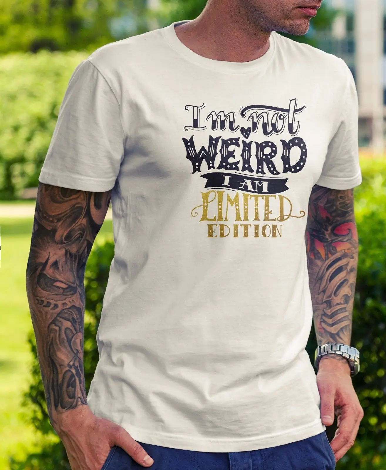 Я не странная Мужская футболка забавный подарок новинка шутка папа любовь друг