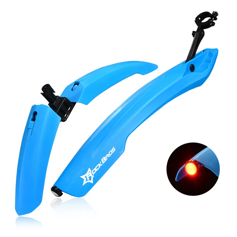 blue with led ROCKBROS MTB Велосипедное крыло с светодиодный задний светильник, крылья для велосипеда, крыло для велосипеда, горный велосипед, прочное крыло, Аксессуары для велосипеда - Цвет: blue with led