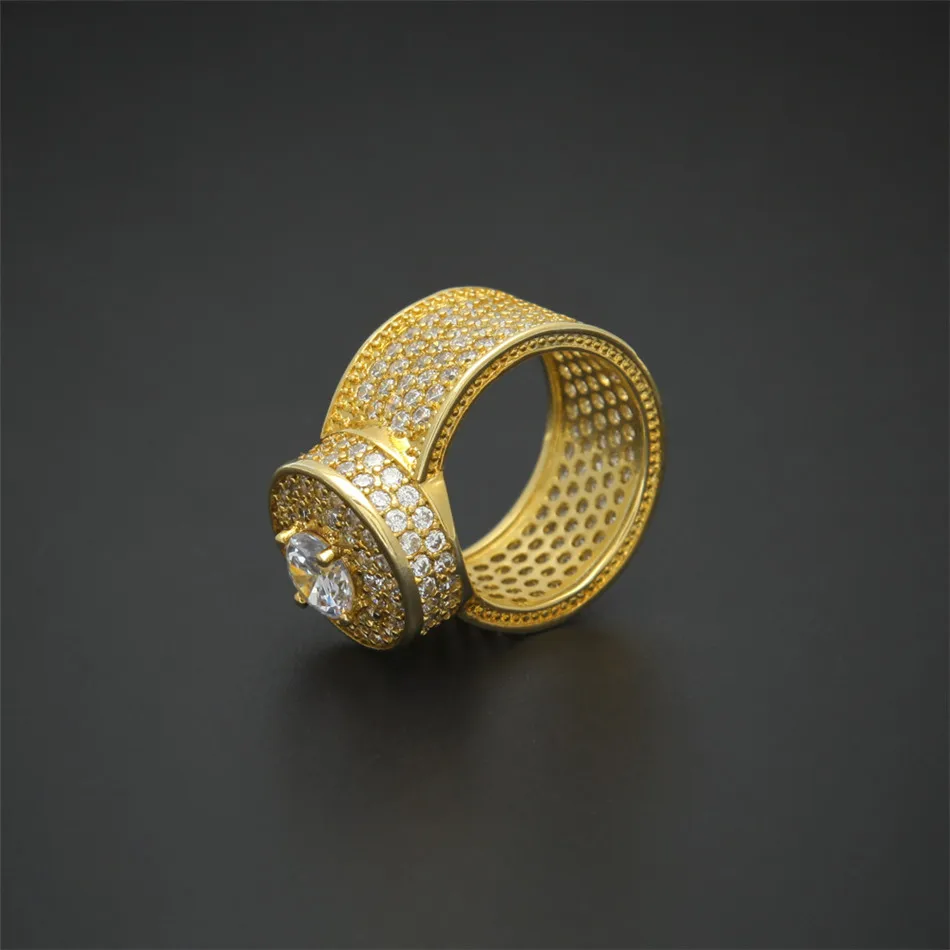 Мужское кольцо в стиле хип хоп UWIN серебряное с инкрустацией и стразами из фианита