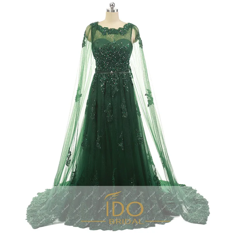 Реальное фото Зеленые Вечерние платья с накидкой Caftan Дубай Vestido de Fiesta бисерное кружевное вечернее платье длинное платье формальное ASAE29 - Цвет: As the picture