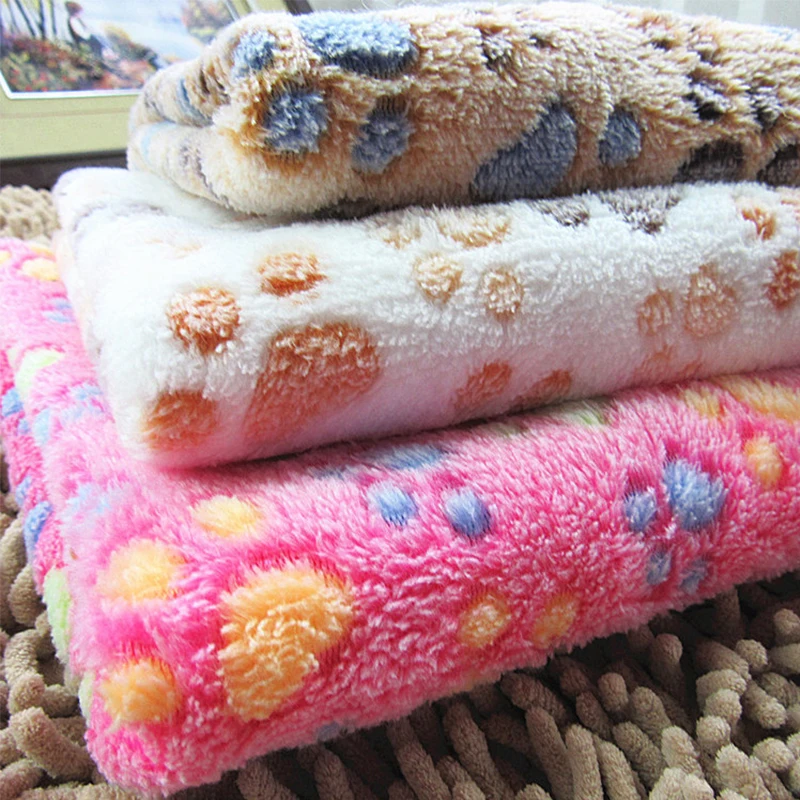 Winter Warm Pet Dog Blanket Cute Bed Mat Thick Coral Fleece Paw Print Sleeping Cover Cushion For Small Medium Dogs | Дом и сад
