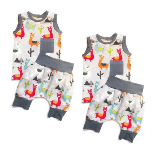 Хлопковая одежда для новорожденных с альпакой детские топы без рукавов