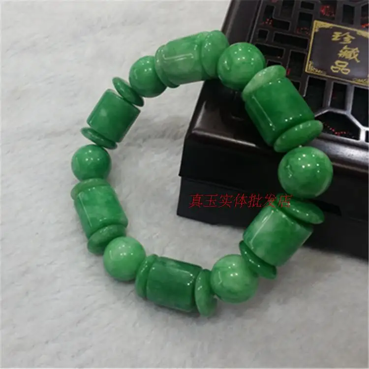 Hetian Jade браслет мужской шпинат зеленый шарик 18 мм властный Хотан jade браслет рука на специальное предложение