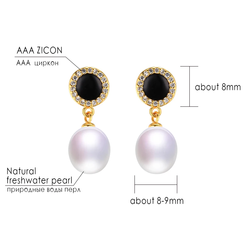 

HENGSHENG 2019 Real Natural Pearl Jewelry Earrings, Elegant Women Zircon Earring, 8-9mm Freshwater Pearl Earring Jewelry