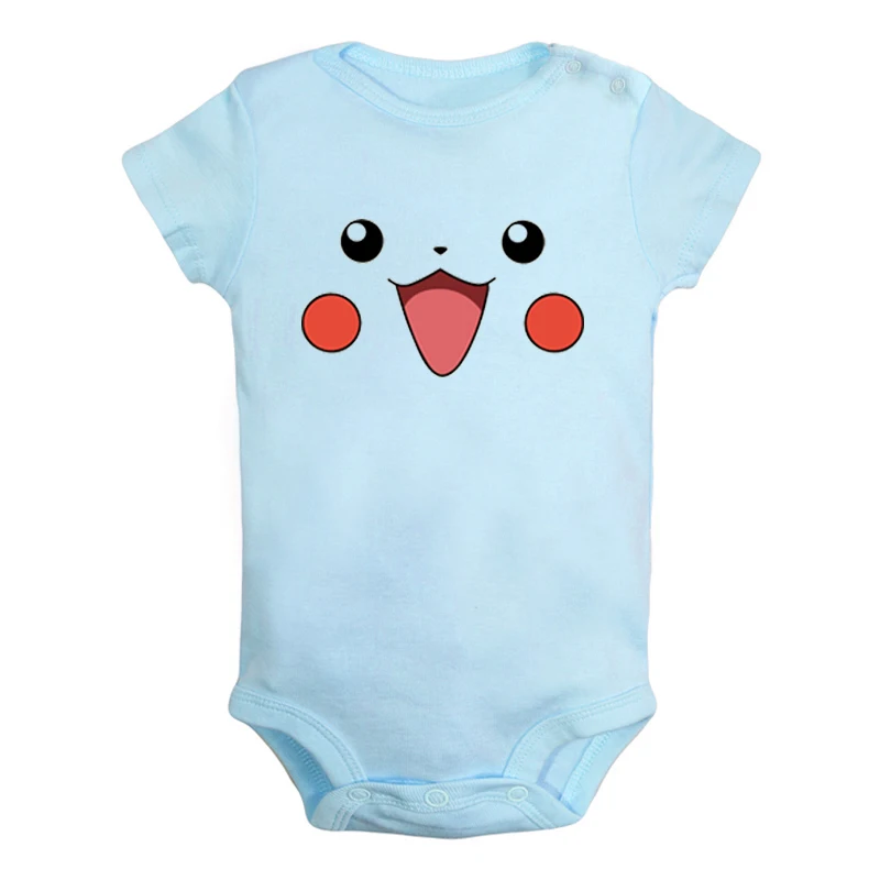 JaBaby081BLD Одежда с шапочкой Пикачу и покемонами для новорожденных мальчиков и девочек; Униформа-комбинезон с принтом; боди для младенцев; комплекты одежды из хлопка - Цвет: JaBaby081BLD